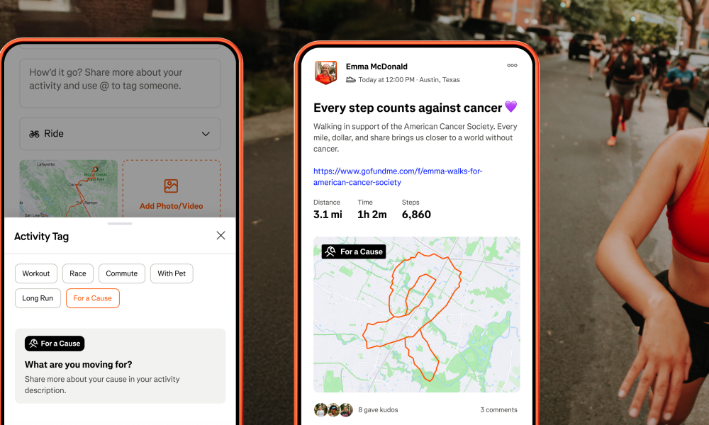 Strava lança nova tag de atividade para inspirar atletas a se moverem por uma causa
